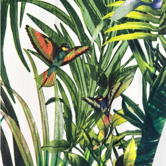 Soft Surroundings Hummingbird Tropical Plants Pullon Ankle Pants Size Petite M - Picture 4 of 5